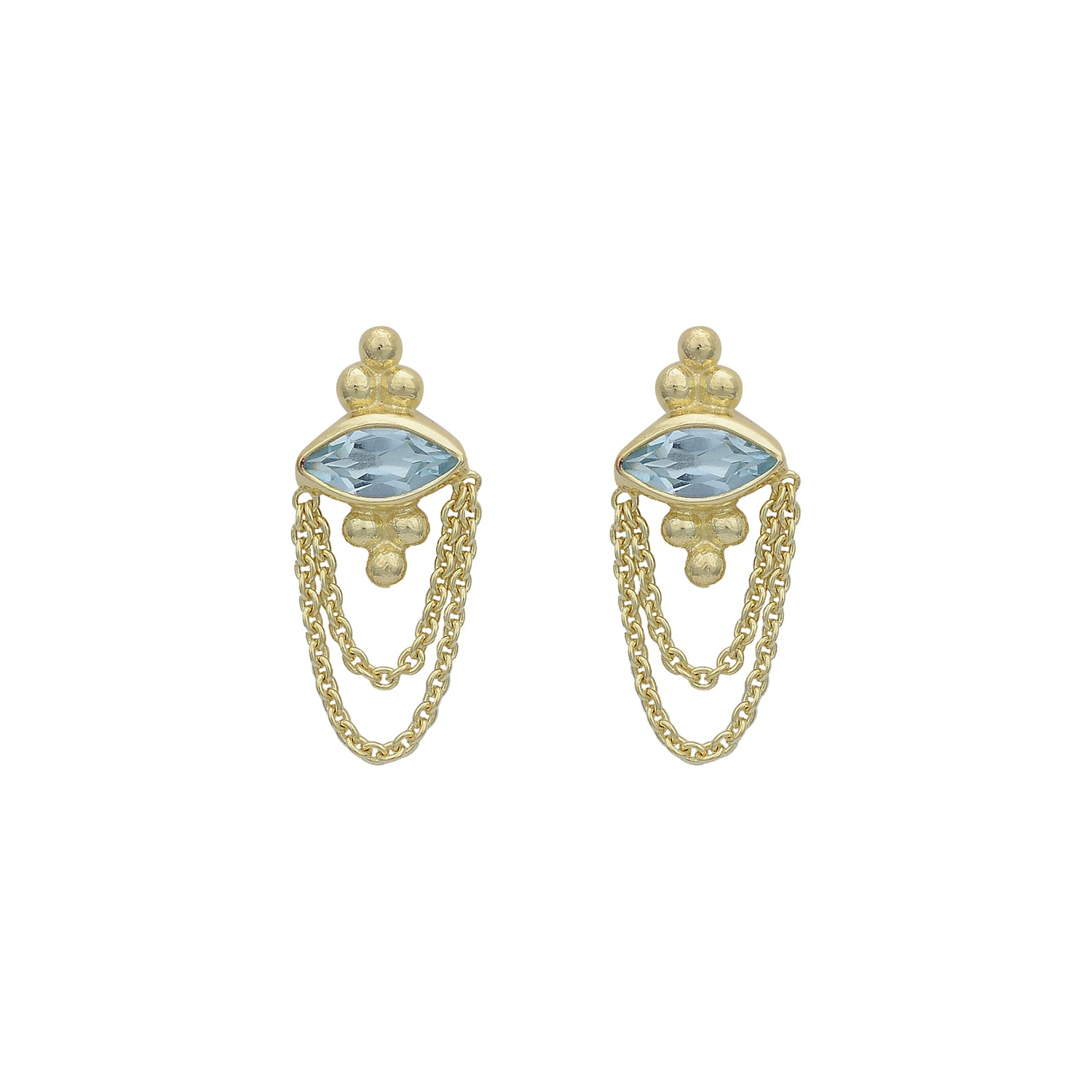Natalia 14K Gold Blue Topaz Earrings