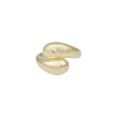 Ying Yang 14K Vermeil Statement Moonstone Ring Gold Moonstone Jewelry June Birthstone Ring Yin-Yang Symbol Jewelry Handmade Unique Minimal