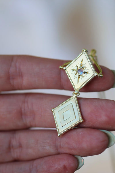 Star Locket Necklace 14K Gold Vermeil Diamond Shaped Double Pendant Womens Locket Boho Moonstone Jewelry Special Gifts for her Gold Lockets
