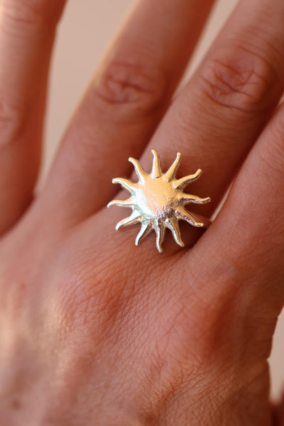 Sun ring Silver Sun Burst Ring Sterling Silver Jewelry Hand Made Unique Boho Ring Sun Jewelry Cosmic Ring Statement Ring Gifts for Her Sun