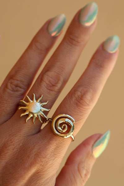 Gold Swirl Ring 14K Gold Vermeil Spiral Ring Textured Swirl Organic Ring Textured Gold Minimalist Ring Statement Gold Swirl Jewelry Boho
