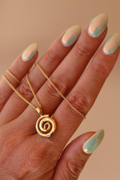 Gold Swirl Necklace Organic Shaped Swirl Jewelry 14K Gold Vermeil Jewelry Hand Made Spiral Necklace Gifts Her Boho Jewelry Hypoallergenic
