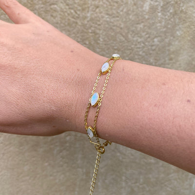 Moonstone Bracelet: Maya Delicate 14K Gold Vermeil and Rainbow Moonstone Bracelet, June Birthstone, Wedding Jewelry, Bridesmaids Gifts
