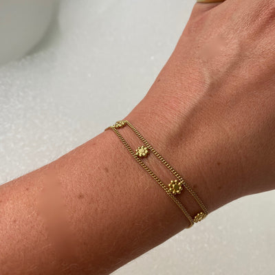 Daisy 14K Gold Plated Stelring silver Flower Bracelet, Gold Flower Jewelry, Womens Gold Delicate Bracelet with Flowers, Gifts for Bridesmaid