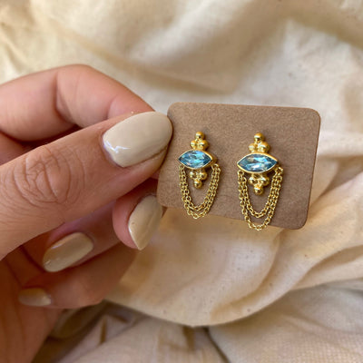 Dainty Blue Topaz Stud Earrings, Gold Studs, December Birthstone, Gemstone Earrings, Semi Precious Stone, Gold Vermeil, Birthstone Jewelry