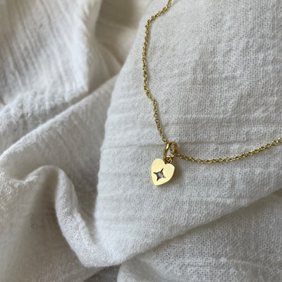 Amour Gold Tiny Heart Necklace, Gold Heart Jewelry, Fine Gold Delicate Layering Chains, Valentines gift, Gifts for her Gold Jewelry