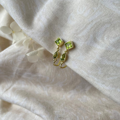 Kalani 14K Gold Peridot Delicate Wrap around Studs, Gold Wrap Studs Peridot, August Birthstone, 14K Gold Peridot Studs
