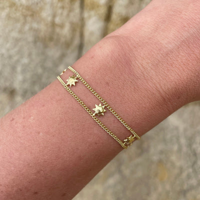 Gold Delicate Sunbeams Bracelet, Gold Celestial Jewelry, Womens Gold Delicate Bracelet with Suns, Gold Boho Bracelet, 14K Gold Fine Jewelry