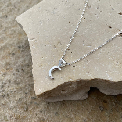 La Luna Sterling Silver Rainbow Moonstone necklace, Tiny Silver Sun Jewelry, Minimal Moon necklaces, Silver Cosmic Jewelry, Dainty Necklace