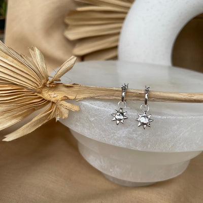 Sunshine Sterling Silver Mini Hoop Earrings, Small Hoop Earrings, Dainty Everyday Hoops, Tiny Sterling Silver Hoops with Detachable Charms